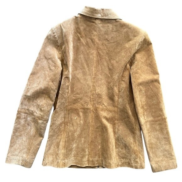 Vintage Jones New York Genuine Leather Tan Zip Up Jacket Women's size Small - Picture 2 of 10